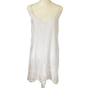 August Winds women's medium off white eyelet cutout fully lined summer dress